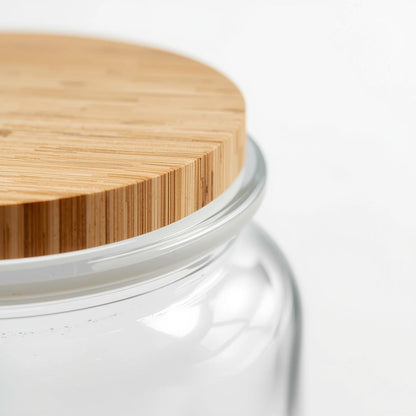 ARIA COLLECTION | BOROSILICATE GLASS SPICE JARS WITH BAMBOO LIDS (36-PIECE SET)